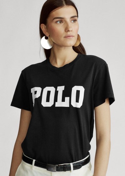 Playeras Polo Ralph Lauren Mujer Negros - Big Fit Polo Cotton - XHFGY6483